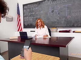 Mature Teacher Catches Her Student 18+ Watching Porn In Detention – Andi James