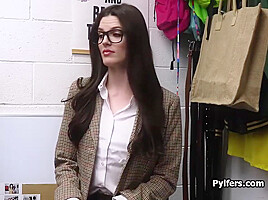 Throat Fucking Wealthy Perky Pilfer In The Backroom