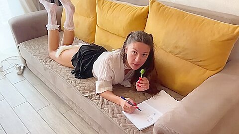 Her Stepfather Came Home Too Early And Caught His Stepdaughtera College Studentmasturbating; Well Then, Ill Help Her Cum